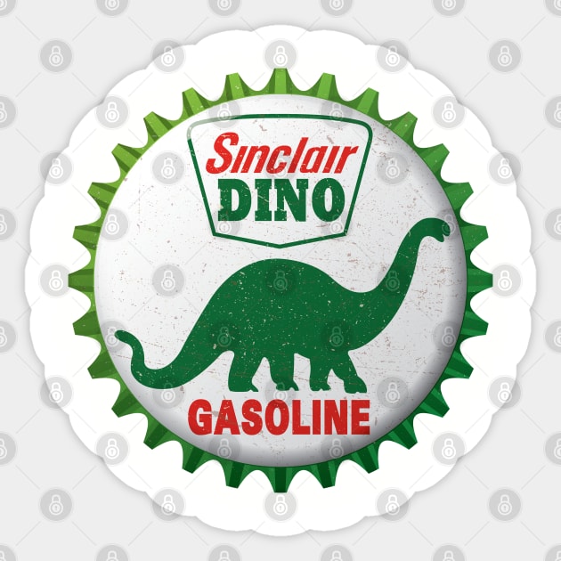 Sinclair Dino Gasoline Bottle Cap Retro T-Shirt Sticker by funkymonkeytees